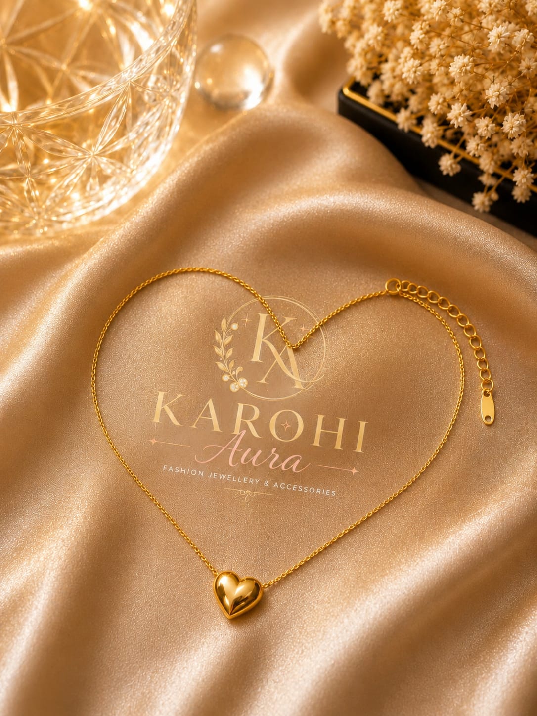 Gold Heart Pendant Necklace in Gold
