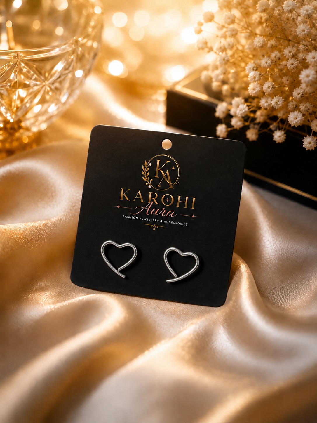 Minimal Heart Hoop Earrings in Silver