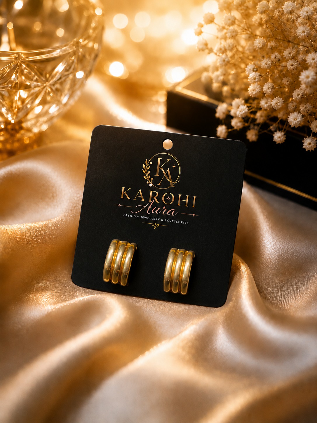 Triple Hoop Earrings in Gold
