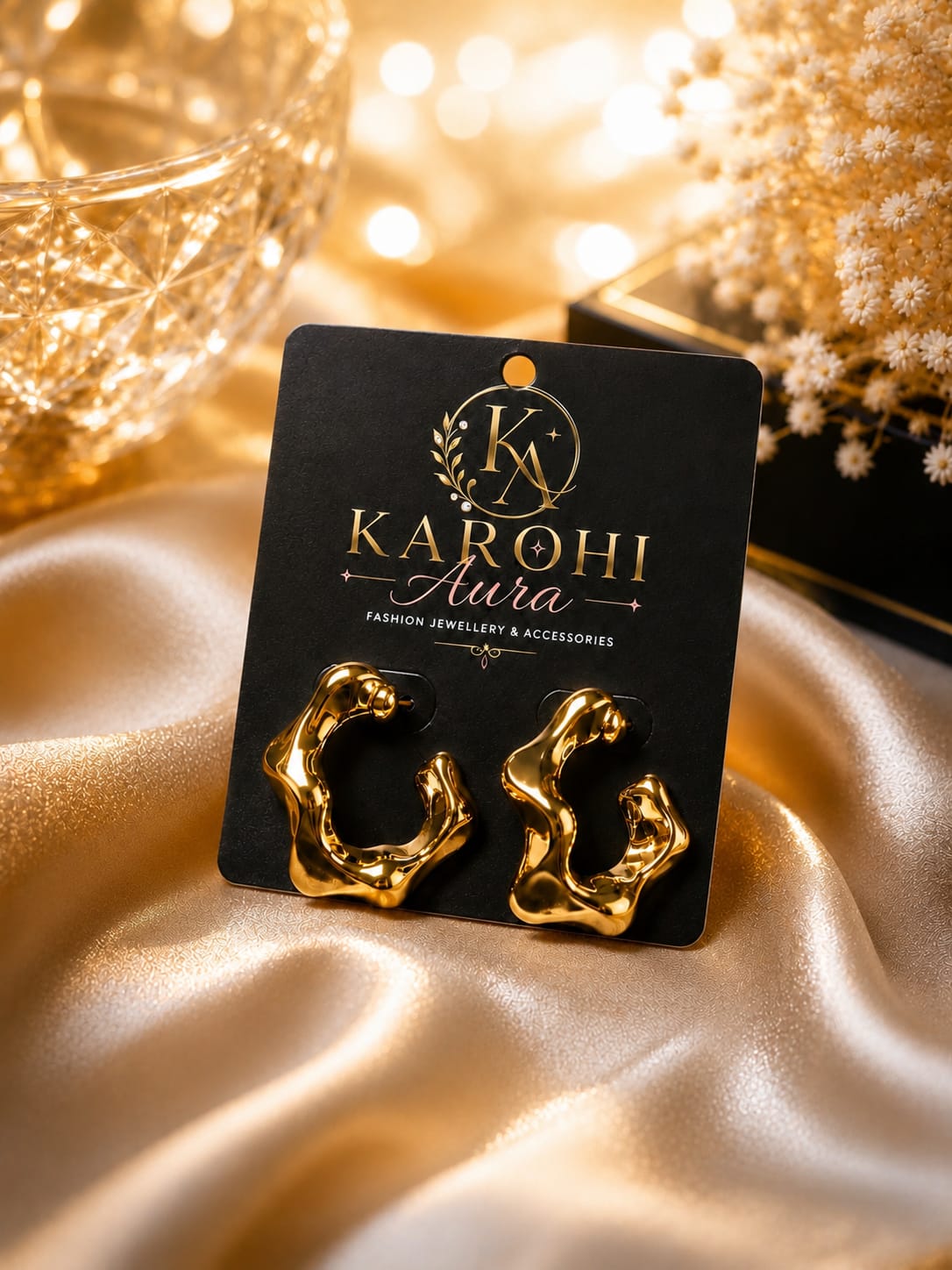 Organic Melt Hoop Earrings in Gold